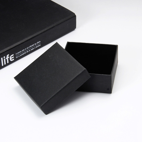 Factory Wholesale Simple and Elegant Gift Square Ring Bracelet Necklace Box Korean Style Black Jewelry Box Wholesale