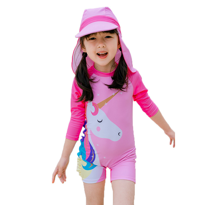 22 New Girls' Unicorn Swimsuit Flower Color Big Middle School Korean Children's Swimsuit Girl Student Skirt 5