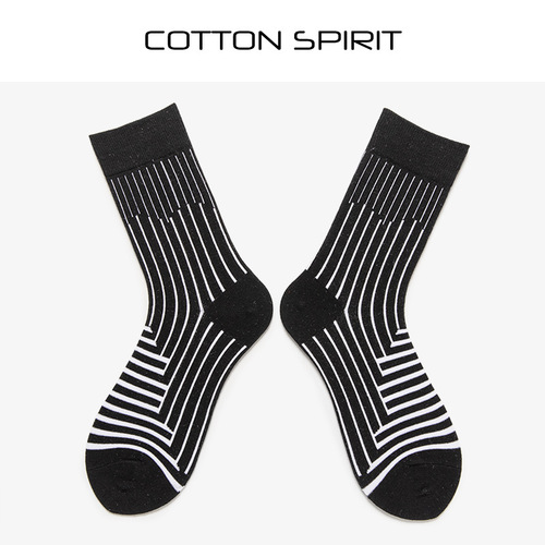 Cotton Spirit Socks Summer Mid-Calf Socks Instagram Trendy Versatile Korean Style Couple's Pair Men and Women High-Calf Trendy Striped Socks