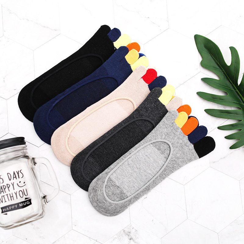Men's invisible socks colorful toe five-finger socks simple shallow mouth fashion fashion socks Men's invisible socks colorful toe five-finger socks simple shallow mouth fashion fashion socks