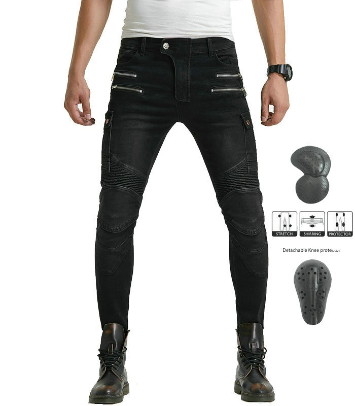 2018 productos genuinos Volero/motocicleta pantalones vaqueros de equitación casuales pantalones anti-caída de la motocicleta Pantalones rectos delgados