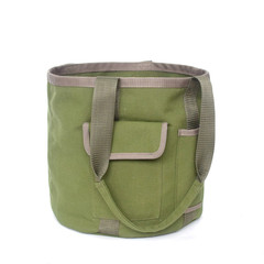 Amazon waterproof canvas grass green portable garden tool bucket bag tool storage bag BucketToolbag