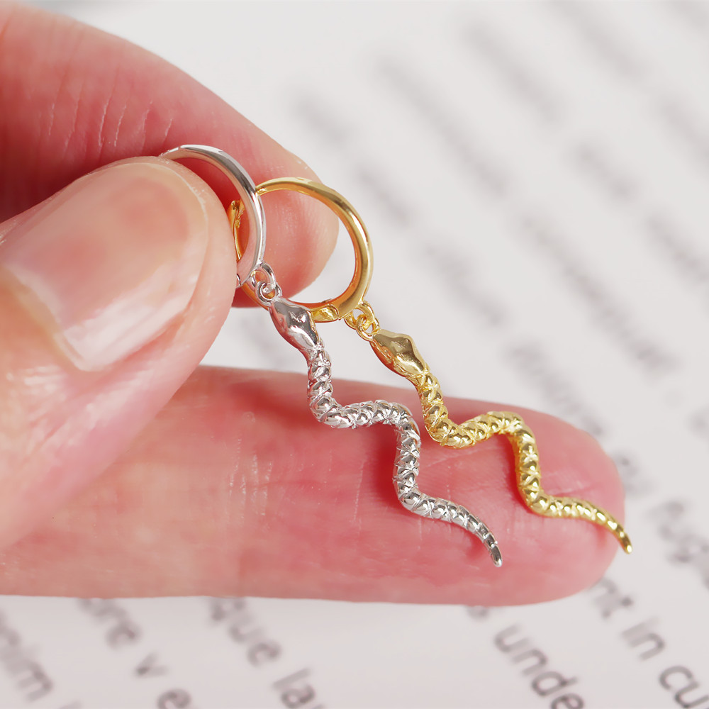 Retro S925 Sterling Silver Snake-shaped Earrings Wholesale Nihaojewelry display picture 4