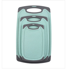 Set of plastic cutting boards (large, medium, small, rectangular, wheat straw) - 3-piece kitchen plastic chopping board set