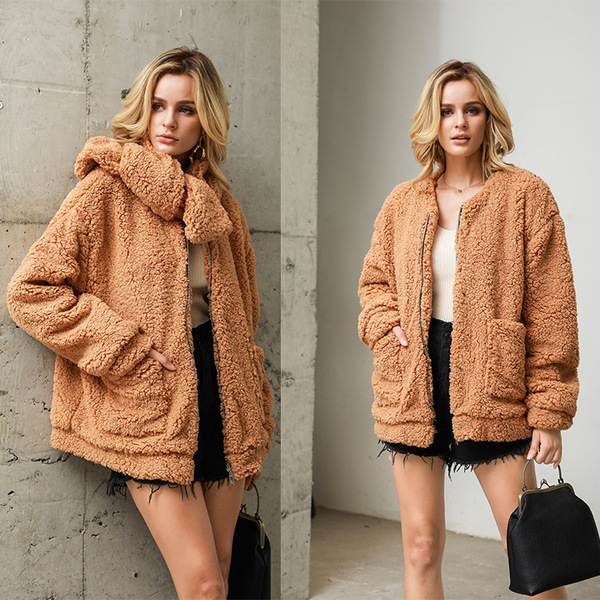 New coat imitation fur collar Plush coat imitation fur