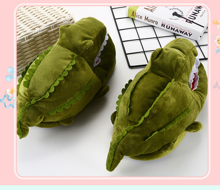 Neue Krokodil-Hausschuhe für den täglichen Bedarf im Winter, Plüsch-Hausschuhe für Paare, rutschfeste All-Inclusive-Hausschuhe für Erwachsene_voghion.com