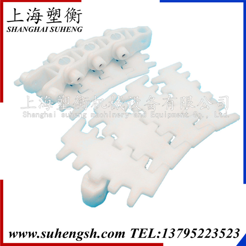 63柔性链 塑料平板齿形链 塑钢侧弯链板 转弯柔性链输送机链板线