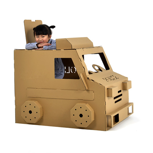 Children's corrugated cardboard box DIY handmade coloring toy ambulance police car fire truck large cardboard model