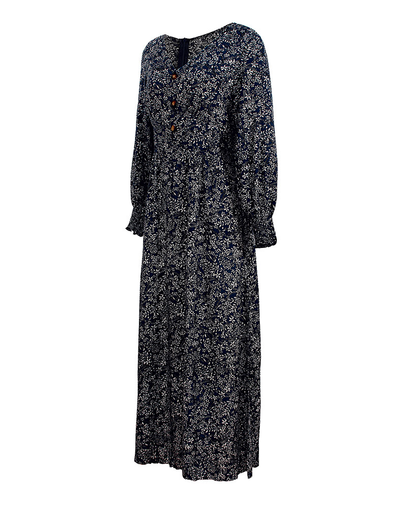 long-sleeved V-neck floral dress NSDY8190