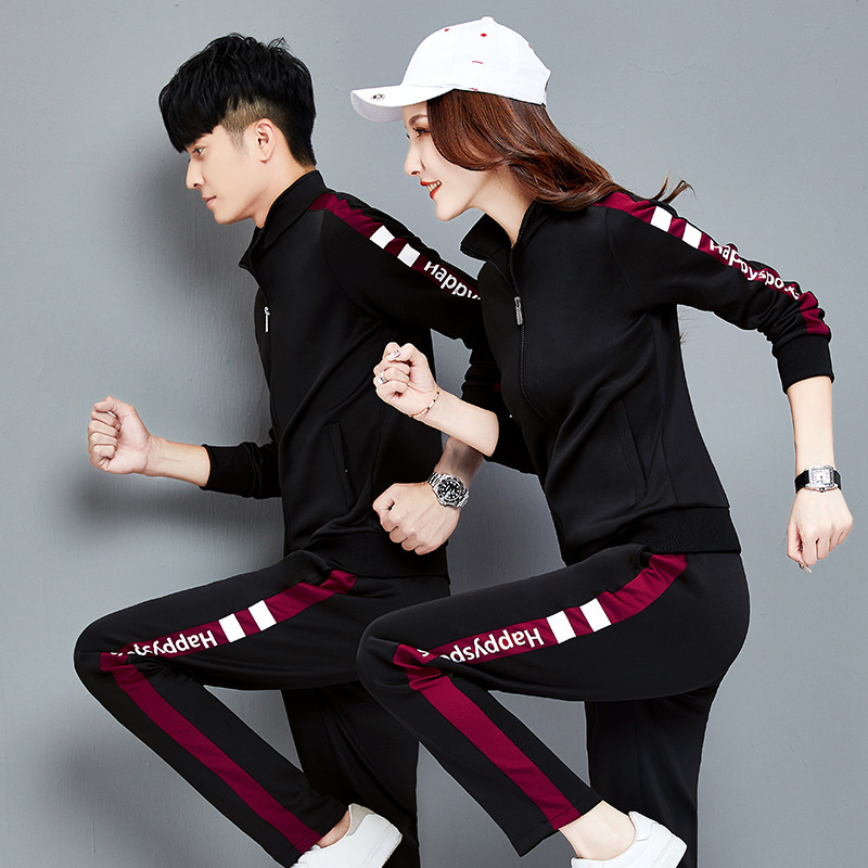Sports Suit Men's Spring & Fall Fitness Running Clothing Casual Two-Piece Couple Wear New Women's Long-Sleeved Sportswear Group Purchase