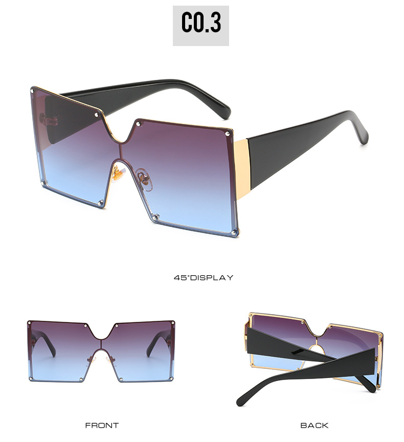 Large Frame One Piece Sunglasses Square Gradient Street Style_voghion.com