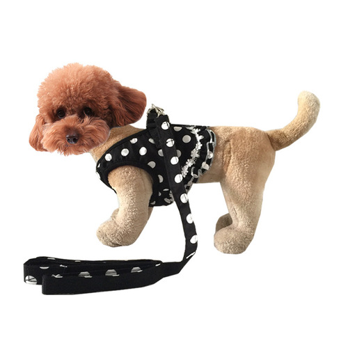 Factory direct supply of small dog polka dot vest type leash pet leash dog harness dog leash dog leash