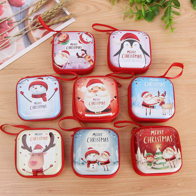 Unisex All Seasons Tinplate Cartoon Cute Square Zipper Small Wallet
