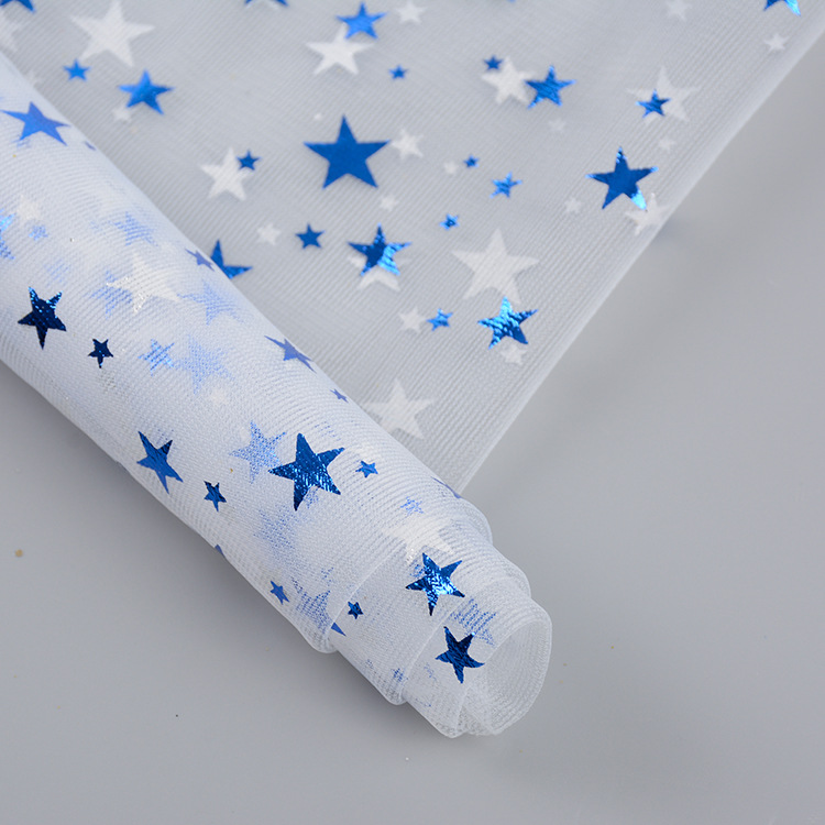 2019 nueva estrella de pentaco estampada tela de malla primavera ropa infantil vestido de boda turbante tela de hilo