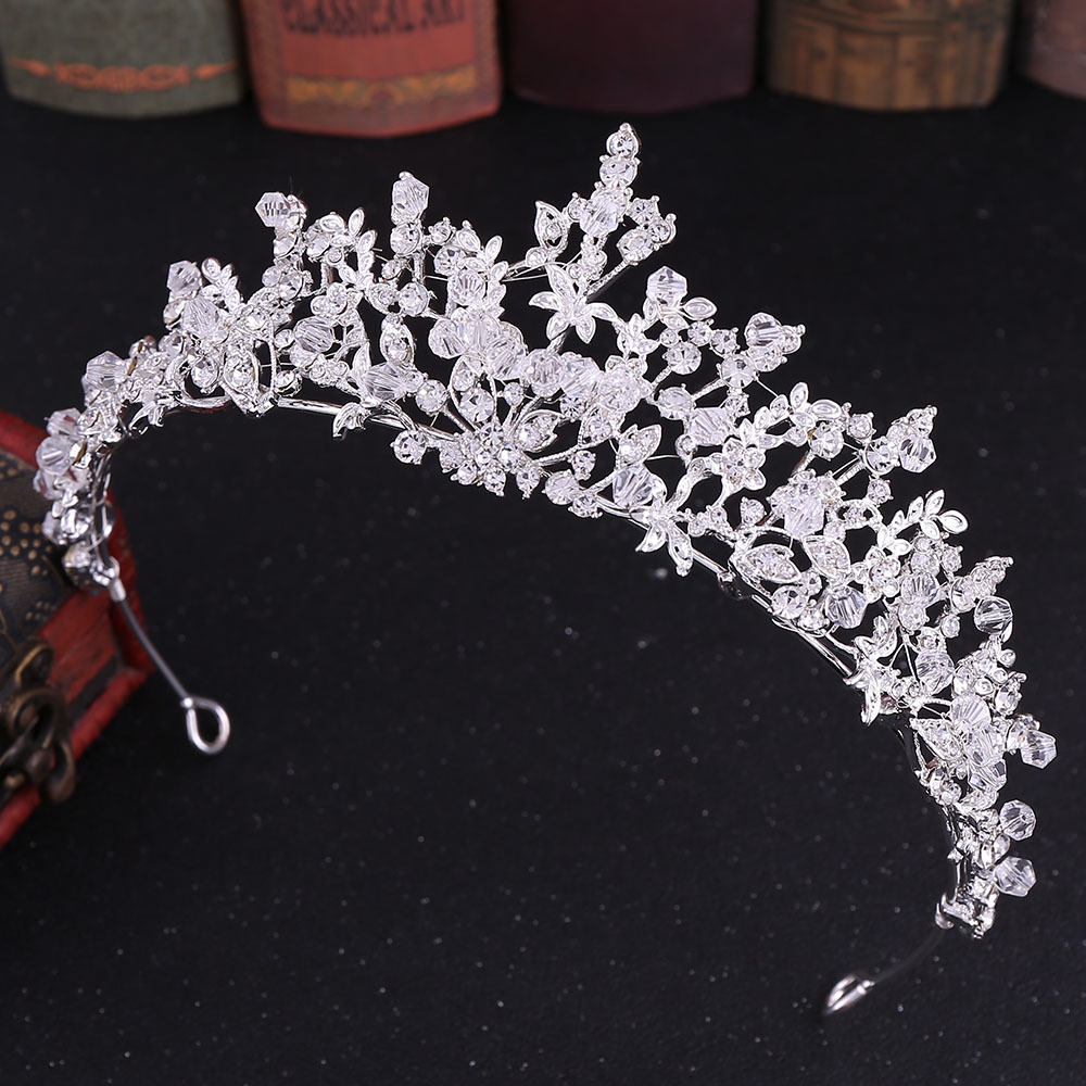 Fashion Leaf Flower Alloy Hollow Out Inlay Crystal Rhinestones Crown 1 Piece display picture 5