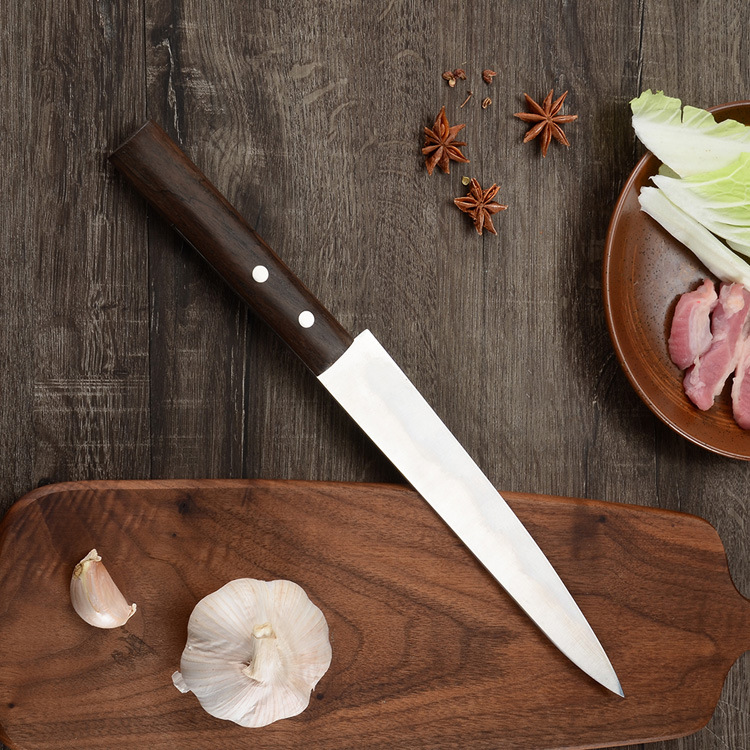 厂家直供8寸日式料理刀彩木柄不锈钢多用刀切片鱼生寿司刺身刀|ms