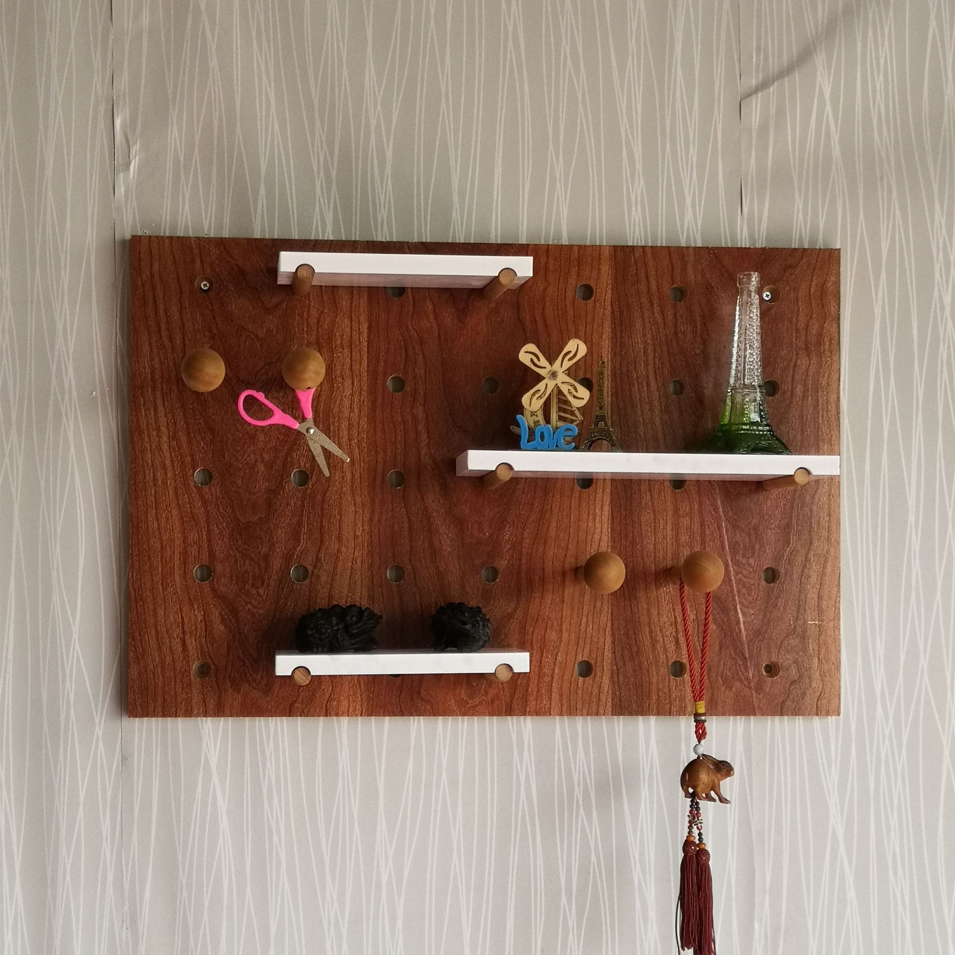solid wood Pegboard solid wood Electric meter box wall Shelf kitchen woodiness Shelf Storage Display rack