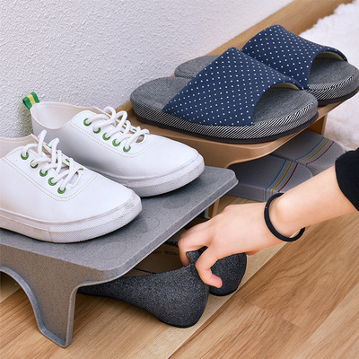 日本进口3个装简易鞋架塑料双层鞋子收纳架分层置物架鞋盒鞋柜