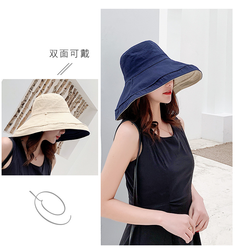 Double-sided Wearing Fisherman Hat Korea Big Brim Hat Solid Color Outdoor Cycling Foldable Sun Hat Wholesale Nihaojewelry display picture 3