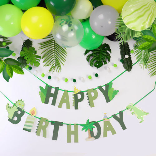Hot selling dinosaur happy birthday la Hua La flag dinosaur banner forest theme party decoration bunting