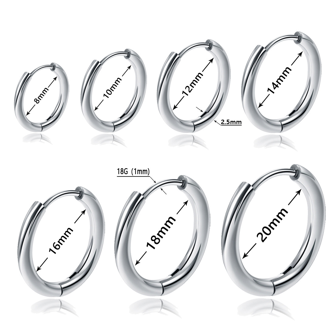 1 Piece Retro Solid Color Plating Stainless Steel Hoop Earrings display picture 1