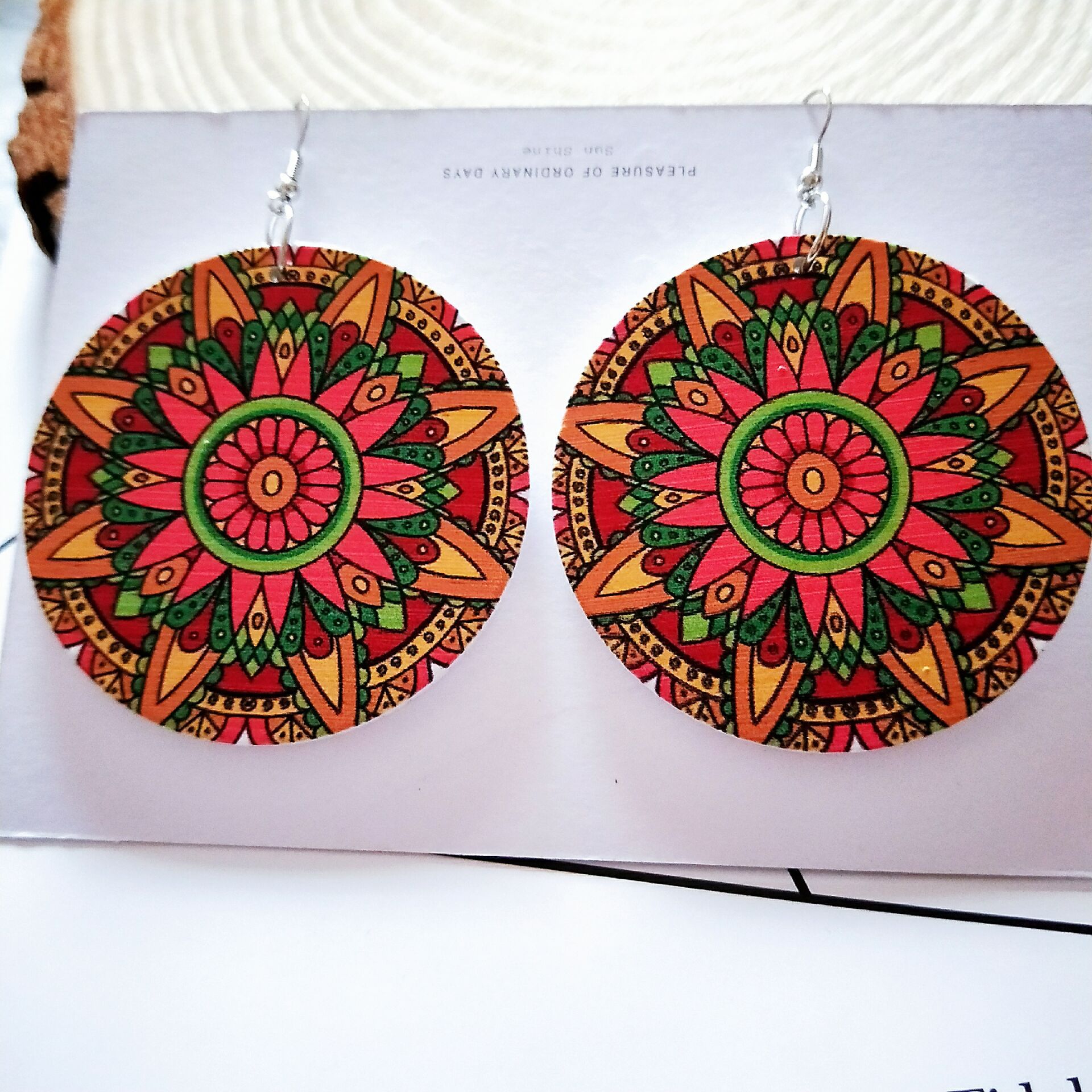 Fashion Colorful Kaleidoscope Wooden Earrings display picture 4