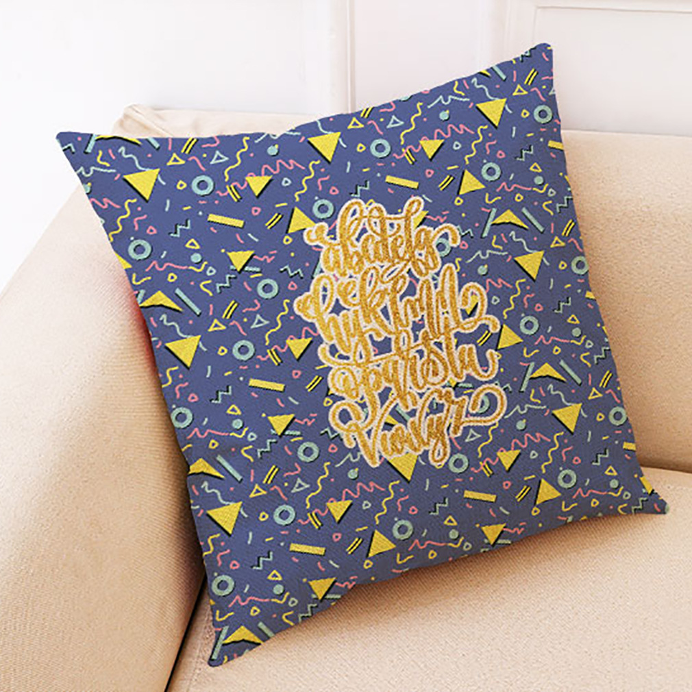 wish 亚马逊新款简约几何棉麻抱枕套 汽车抱枕家居沙发靠垫定制