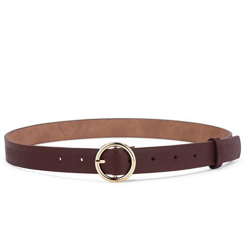 Round buckle belt for women, Korean style fashionable women's jeans belt, student personality versatile thin belt