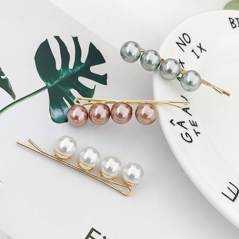 Korean Pearl Hairpin Simple Wild Word Clip Adult Side Clip Hairpin Top Clip Wholesale Nihaojewelry display picture 1