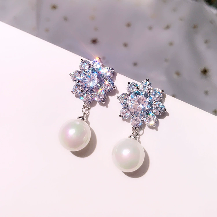 Серебряная игла, серьги из жемчуга, модный кулон, аксессуар, образец серебра 925, японский и корейский, европейский стиль