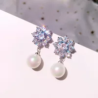Серебряная игла, серьги из жемчуга, модный кулон, аксессуар, образец серебра 925, японский и корейский, европейский стиль