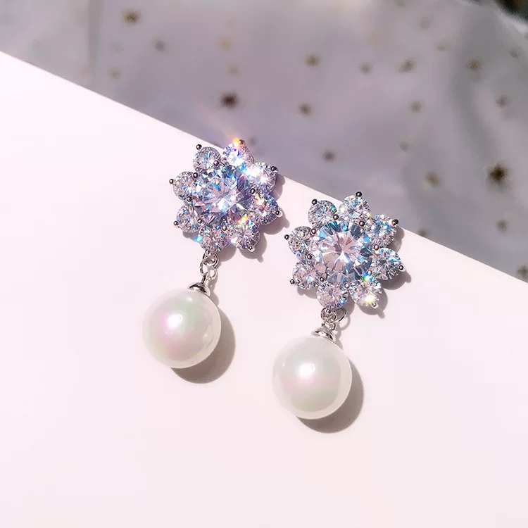 Серебряная игла, серьги из жемчуга, модный кулон, аксессуар, образец серебра 925, японский и корейский, европейский стиль