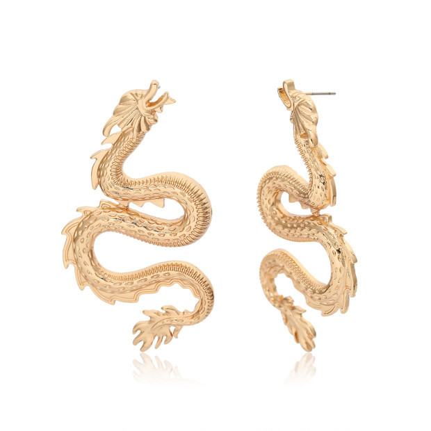 Creative Heart-shaped Micro-set Earrings Geometric Zircon Dragon-shaped Earrings display picture 7