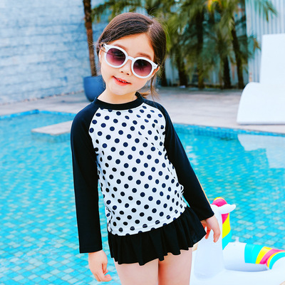 兒童泳衣中大女童寶寶分體裙式防曬速幹長袖遊泳衣女童溫泉服泳裝