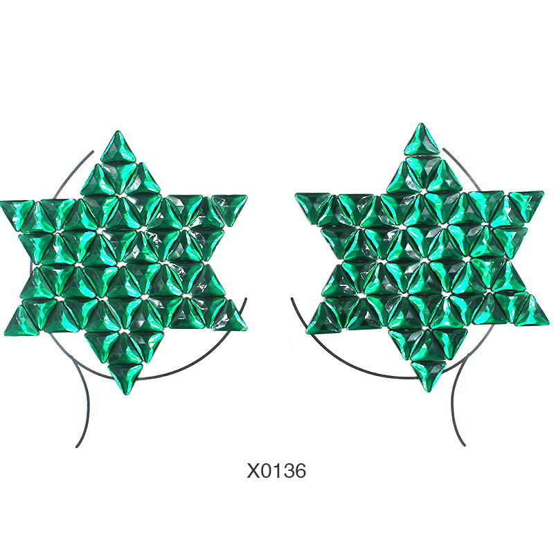 音乐节舞会派对热销时尚亚克力胸贴款式 眉心AB彩树脂水钻脸部贴