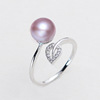 Fashionable zirconium, ring from pearl, accessory, silver 925 sample, micro incrustation, European style, wholesale