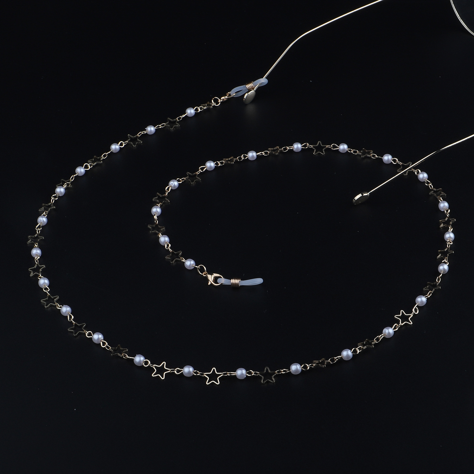 20g Weight Metal Material Gold, Silver Color Fashion Simple Pearl Star Glasses Chain 4