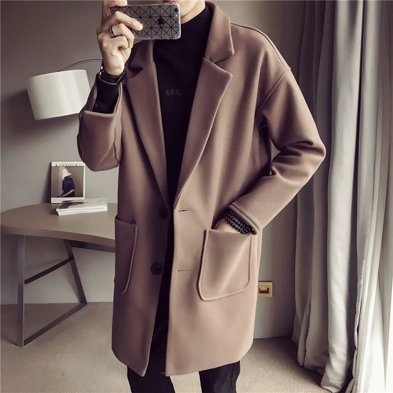 Деми-сезонное длинное trench coat, цветное шерстяное пальто, 2019 год, оверсайз, корейский стиль, плюс размер