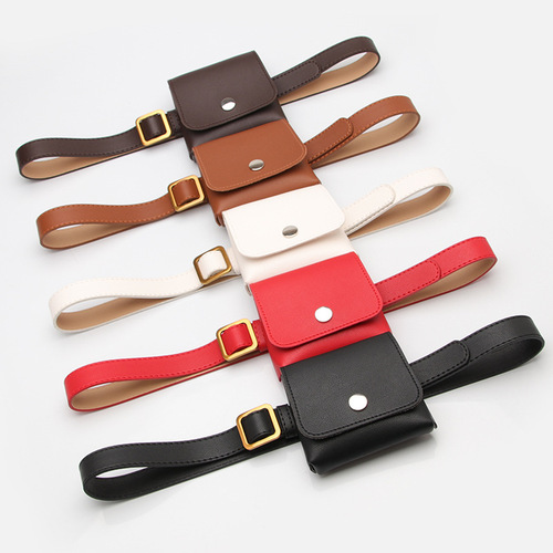 Cross-border versatile retro belt bag, women’s belt bag for key and mobile phone use, women’s decorative thin belt