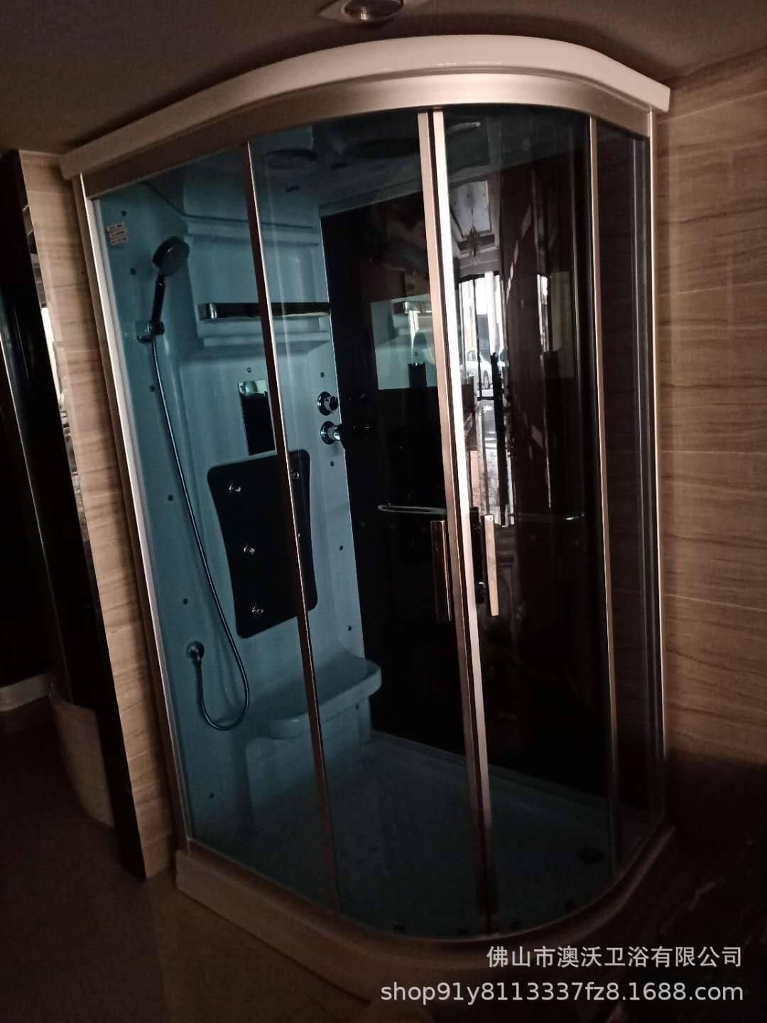 1,18 M sola ducha de vapor cuarto de baño acrílico lavabo inferior Arco en forma de abanico cuarto de baño con bañera