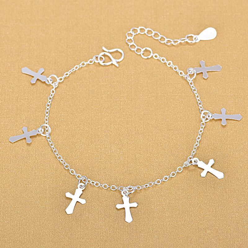 Europe and the United States cross-border S925 silver hot accessories cross love and redemption bracelet anklet fashion all-match jewelry