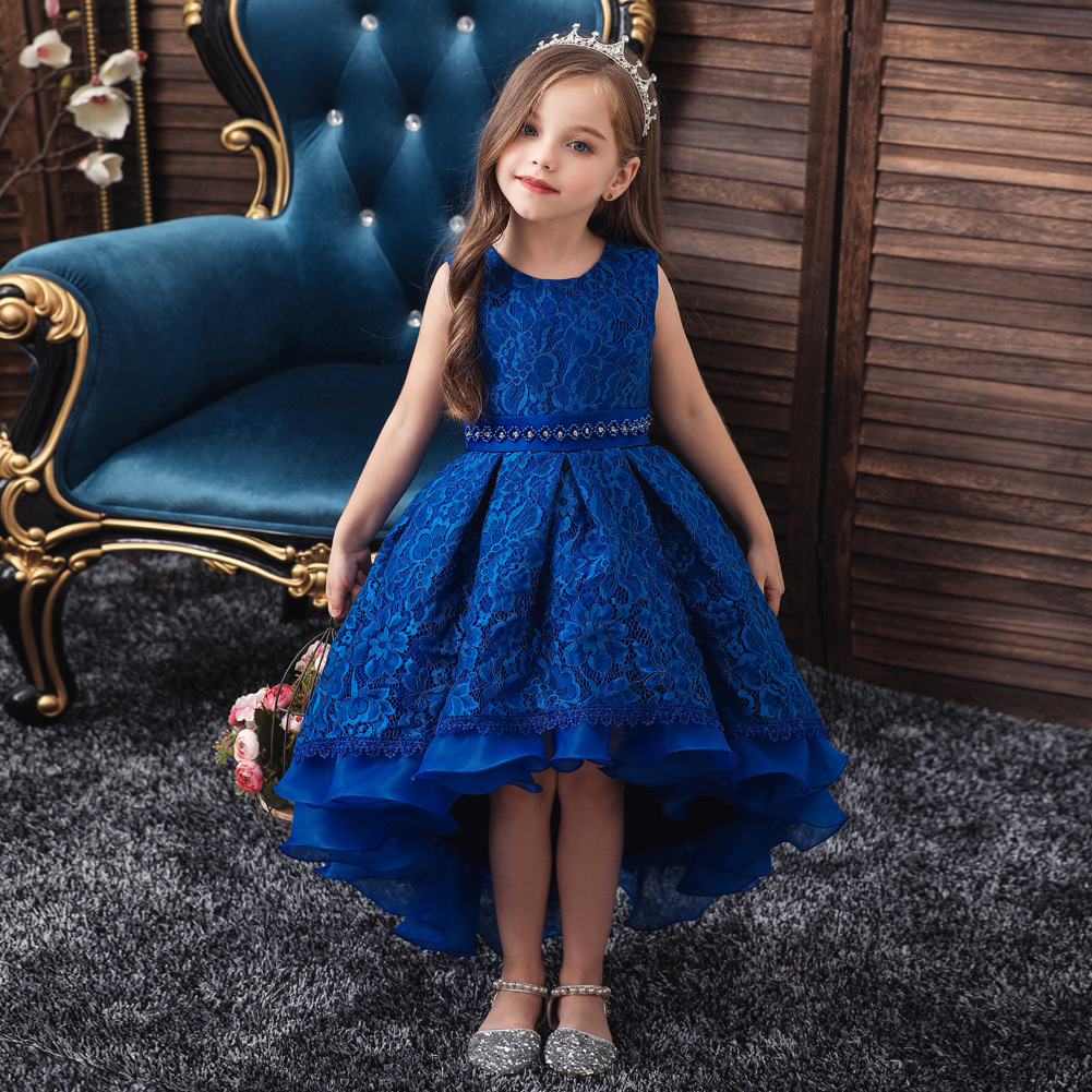 Explosion Models Children's Tail Dress Dress Girls Dress Evening Dress Flower Girl Wedding Dress Kids Wholesale Nihaojewelry display picture 23