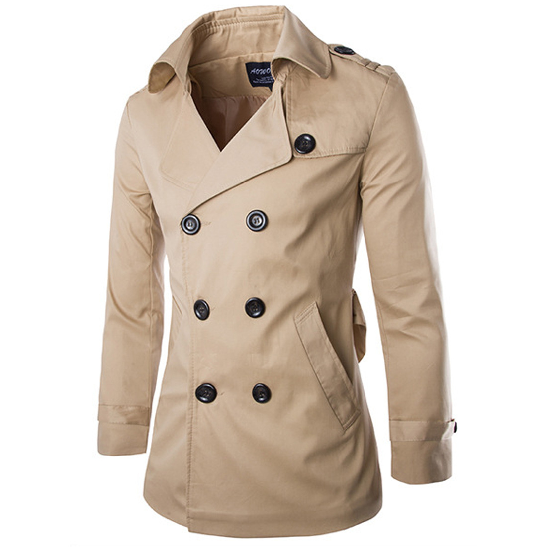 2019 nuevo comercio exterior hombres trench coat aowofs algodón doble botonadura boutique abrigo británico temperamento Y016