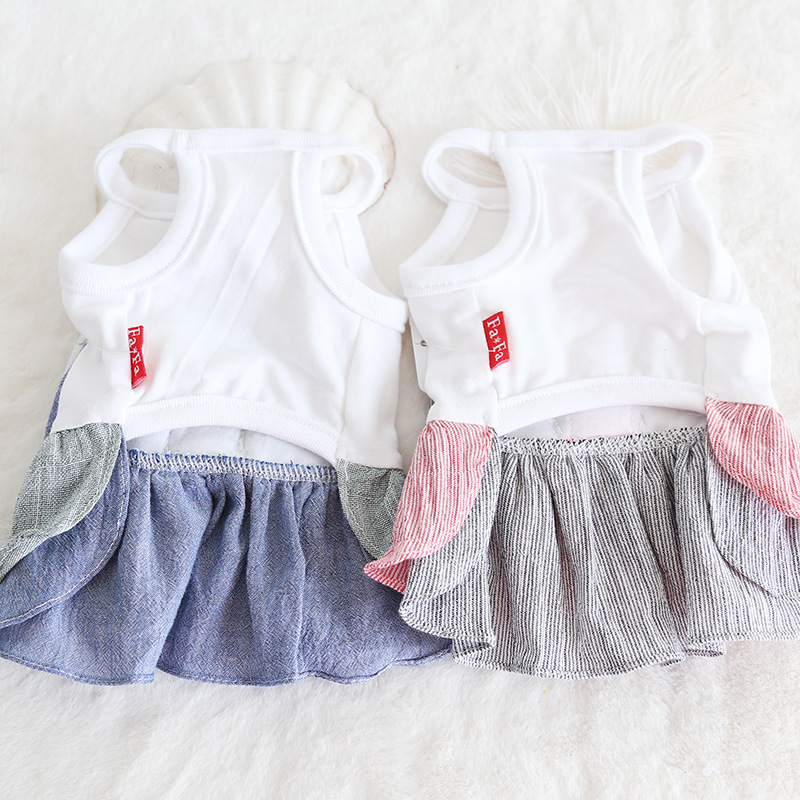 棉纱双色木扣裙