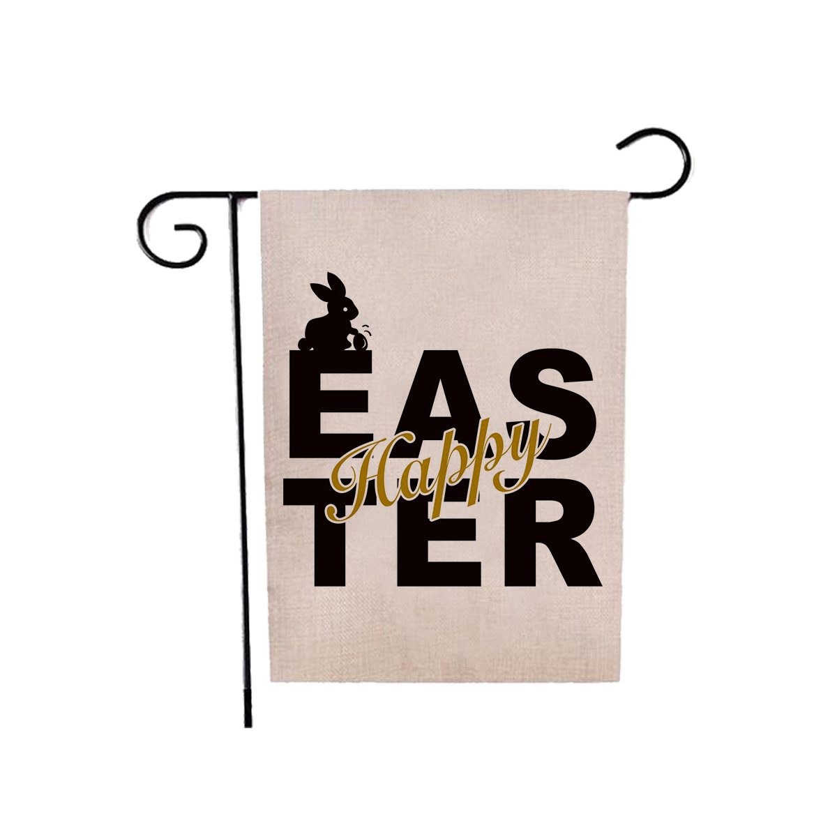 75g Weight Flag Event & Party Supplies 1 Piece, 47*32cm Quantity Linen Material Easter Festival Rabbit, Letter Pattern Cute Style Easter Cute Rabbit Letter Linen Flag Party Supplies Decorations 1 Piece 47*32cm 12