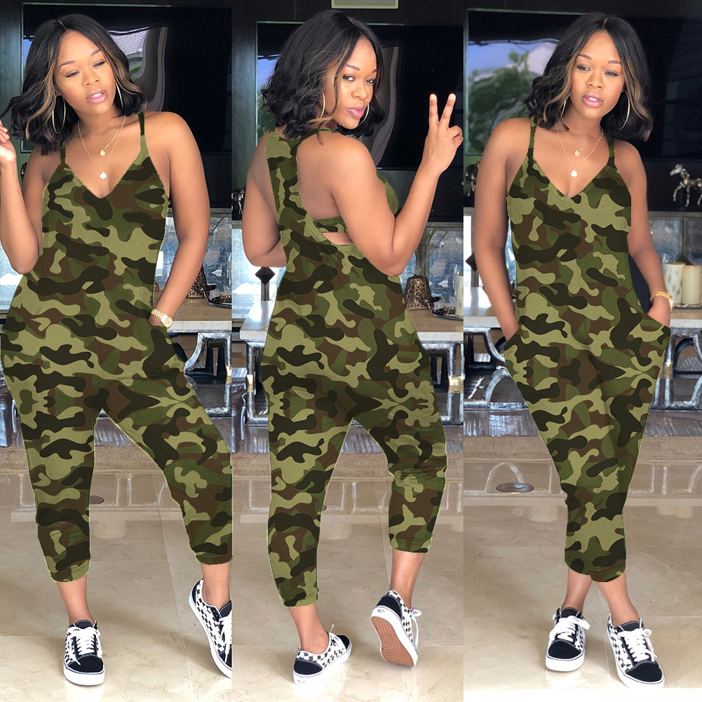 multi-color camouflage jumpsuit Nihaostyles wholesale clothing vendor NSMDJ75043