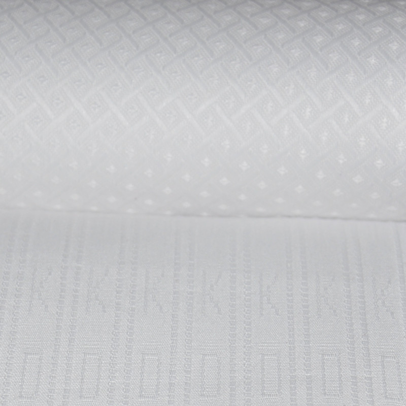 厂家直销 涤棉跆拳道面料 大方格白色透气跆拳道tc硬挺透气布料