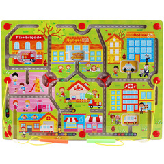 Large children's magnetic maze toy rolling beads kindergarten educational wooden early education baby ball toys wholesale