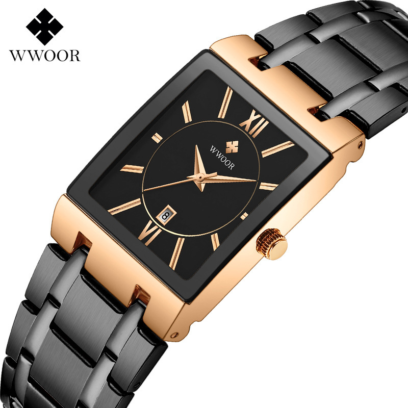 WWOOR Holding Love nuevos hombres de negocios reloj de cuarzo calendario impermeable reloj cuadrado cabeza casual Bowl Watch 8858