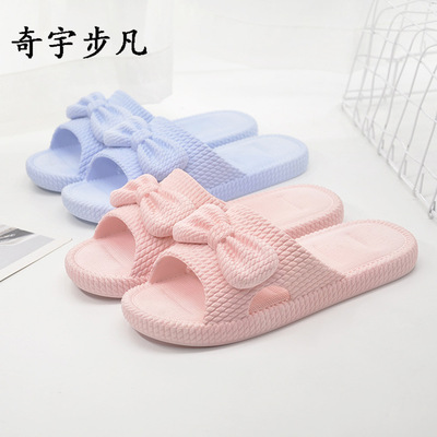新款四季情侣蝴蝶结凉拖鞋轻便透气凉拖鞋防滑耐磨男士家居浴室+